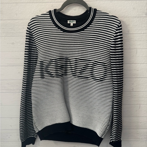 Kenzo Sweaters - Kenzo Black and White Striped Crewneck Sweater